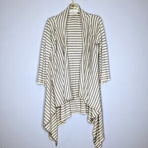 Ioanna Kourbela Ivory Striped Open Front Waterfall Cardigan Size M